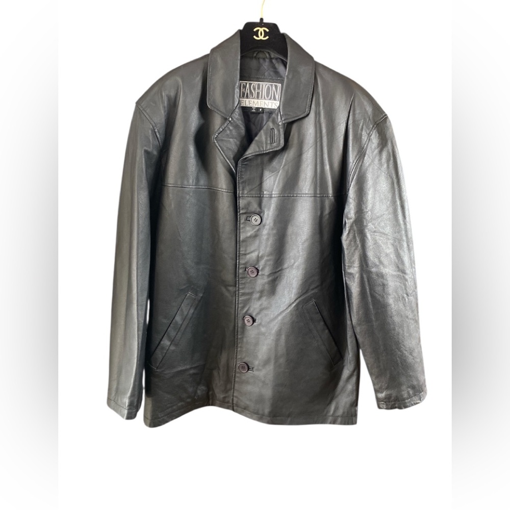 Fashion Elements Vintage Men's Black Leather Jacket Size M